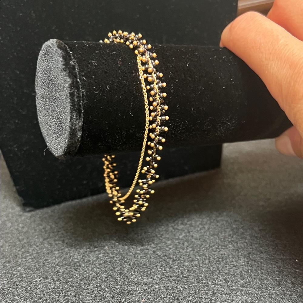 Gold and Black Beaded Bracelet